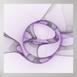 Poster Modern Abstract Fractal Art Lavender Gray