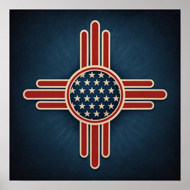 Poster Modern American Zia Emblem – Bold Patriotic Southw (Devant)