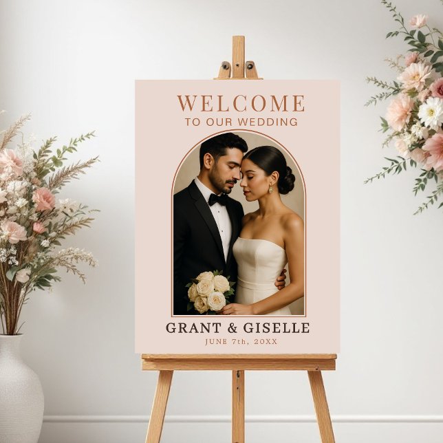 Poster Modern Arch Photo Wedding Welcome Sign  (Créateur téléchargé)