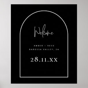 Poster Modern Arch Retro Minimalist Script Black Wedding