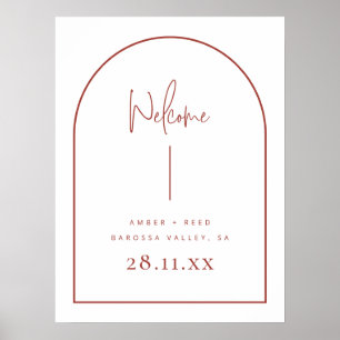 Poster Modern Arch Terracotta Script Wedding Welcome Sign