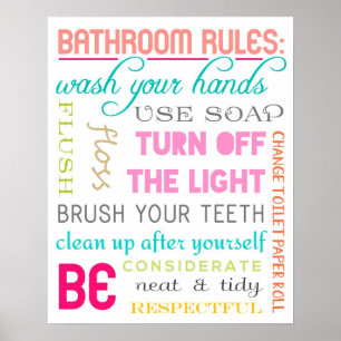 Poster Modern Bathroom Rules Print