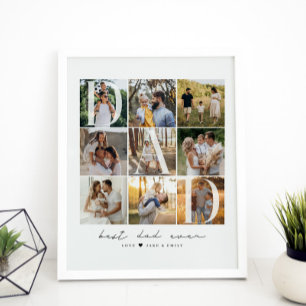 Poster Modern Best Papa Ever Script 9 Grille photo Papa C