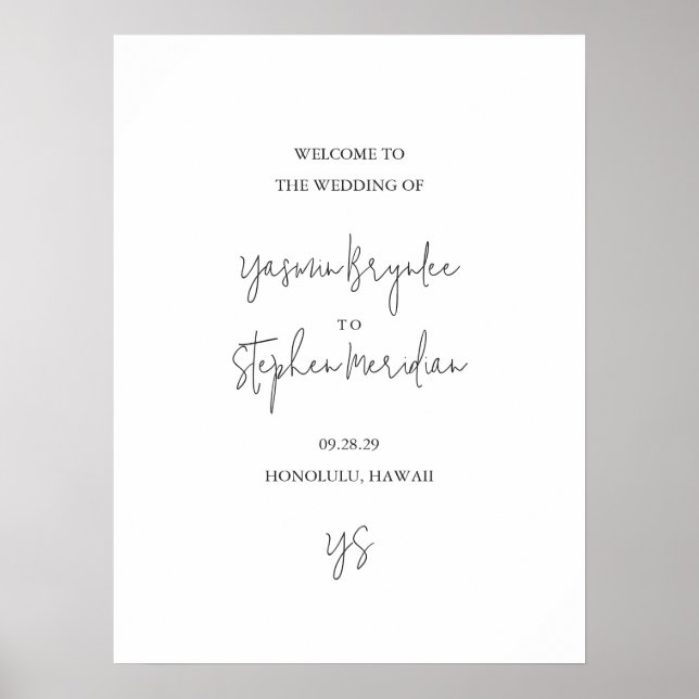 Poster Modern Black and White Chic Wedding (Devant)