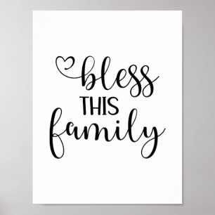 Poster Modern bless this family quote typography 