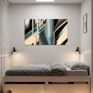 Poster Modern Blue and Cream Abstract Dynamics