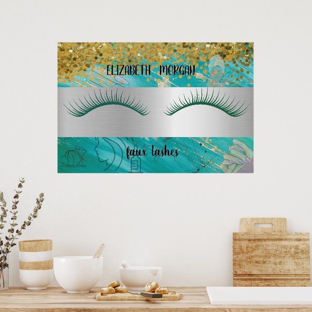 Poster Modern Bokeh,Stripe,Faux Lashes Po (Cuisine)