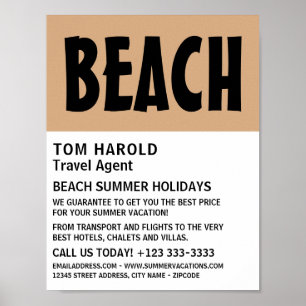 Poster Modern Bold, agent de voyage publicité