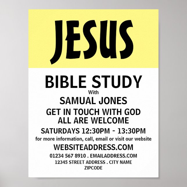 Poster Modern Bold, Christian Bible Class Advert (Devant)