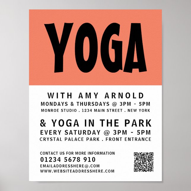 Poster Modern Bold, Classe de Yoga Publicité (Devant)
