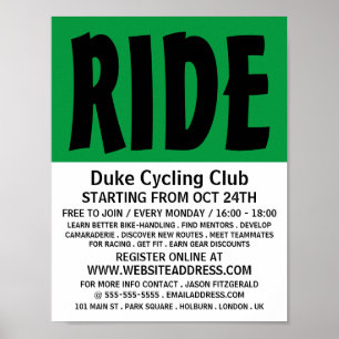 Poster Modern Bold, Cycling Club Publicité