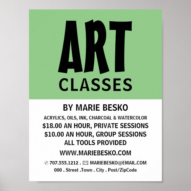 Poster Modern Bold, Enseignant en Art, Classe d'Art Publi (Devant)