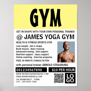 Poster Modern Bold, Personal trainer, Gym Publicité