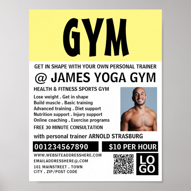 Poster Modern Bold, Personal trainer, Gym Publicité (Devant)