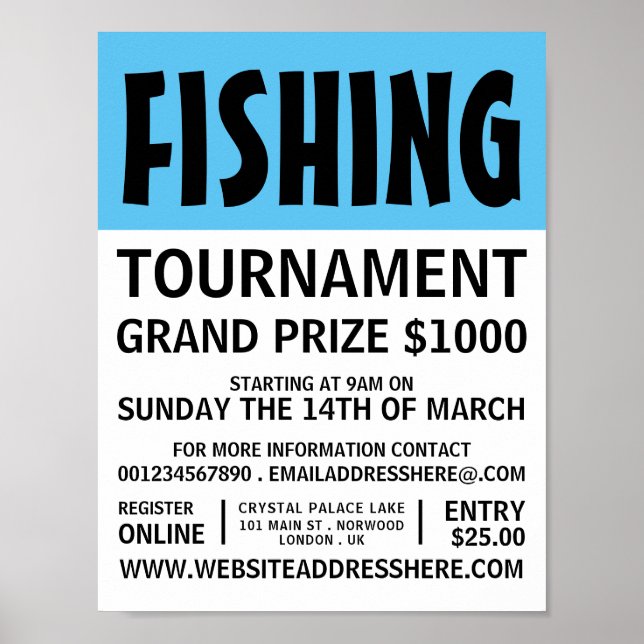 Poster Modern Bold, Tournoi de pêche, Evénement Publicité (Devant)