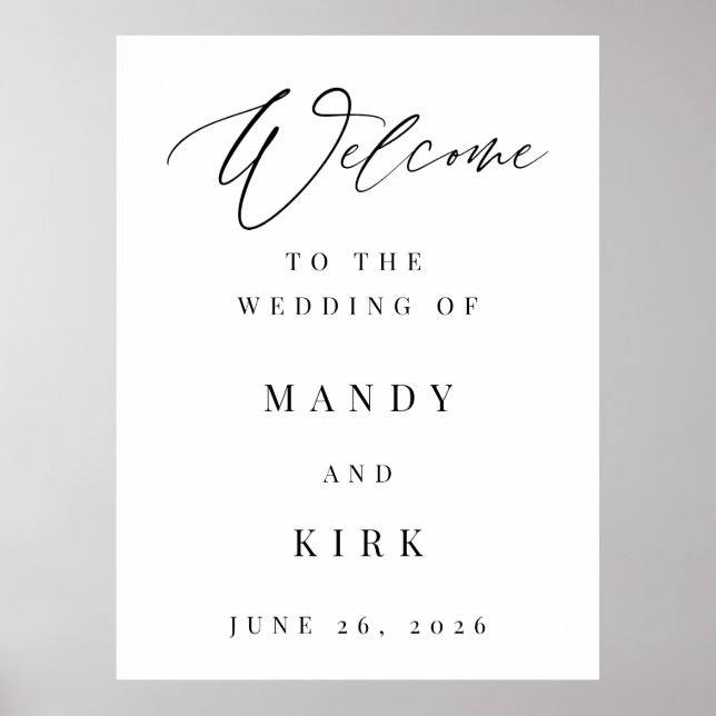 Poster Modern Calligraphy Wedding Welcome Sign (Devant)