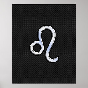 Poster Modern Chrome Like Leo Sign on snake skin