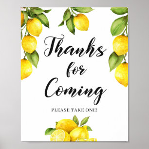 Poster Modern Citrus Lemons Thanks For Coming Sign