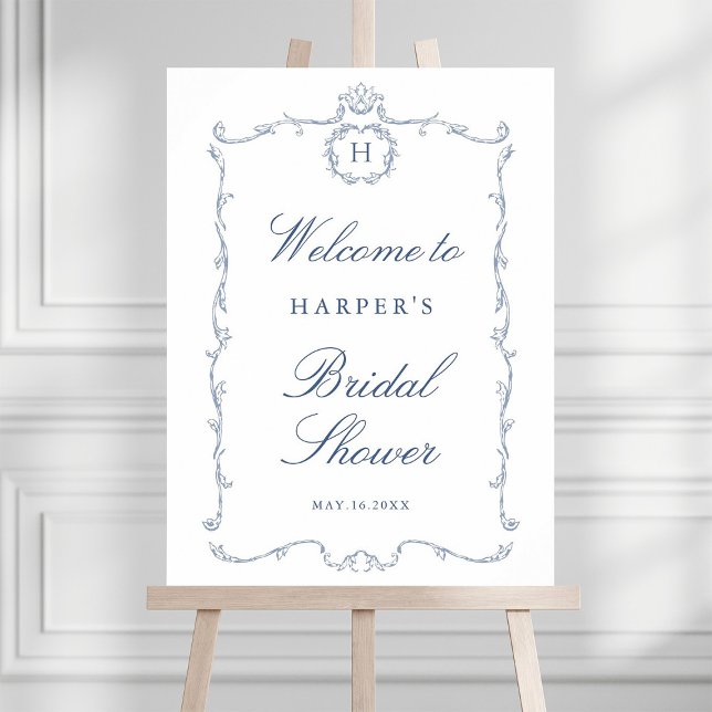 Poster Modern Classic French Frame Wedding Dusty Blue (Créateur téléchargé)