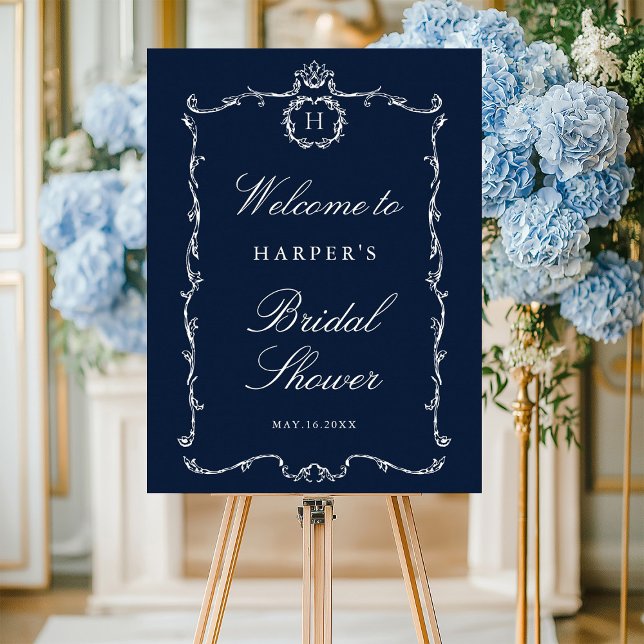 Poster Modern Classic French Frame Wedding Navy Blue (Créateur téléchargé)