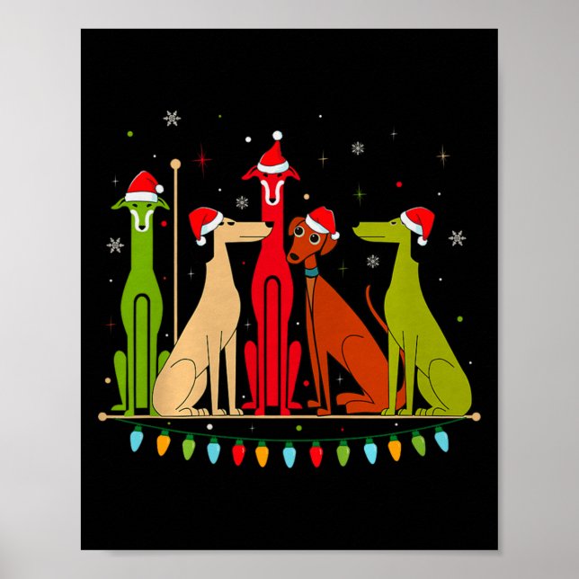 Poster Modern Dogs 60s 70s 80s Style Funny Dogs Christmas (Devant)