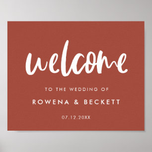 Poster Modern elegant burnt brick Wedding welcome