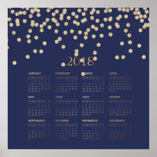 Poster Modern Faux  Gold Diamonds 2018 Calendar
