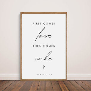 Poster Modern First Come Love Puis Cake Mariage Cake