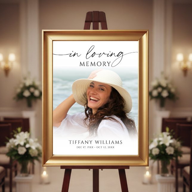 Poster Modern Funeral In Loving Memory Photo Welcome Sign (Créateur téléchargé)