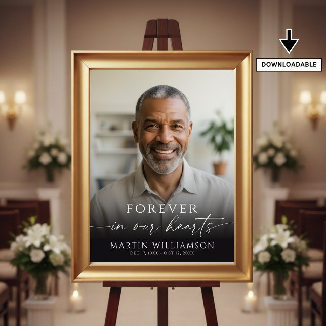 Poster Modern Funeral Photo Script Welcome Sign (Créateur téléchargé)