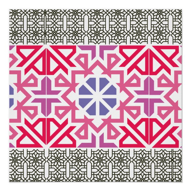 Poster Modern Geometric colorful Boho Pattern (Devant)
