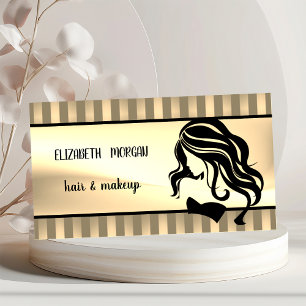 Poster Modern Girl Silhouette,Stripes,Hair ,Makeup