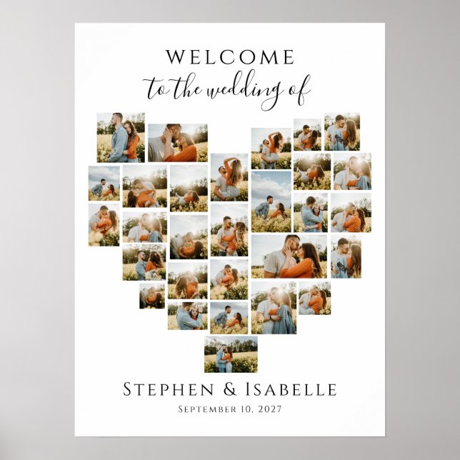 Poster Modern Heart Photo Collage Wedding Welcome (Devant)
