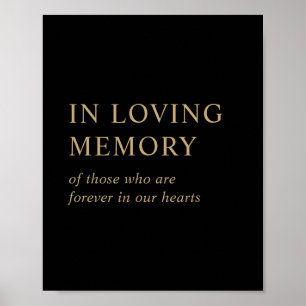 Poster Modern Minimal Black Gold Wedding In Loving Memory