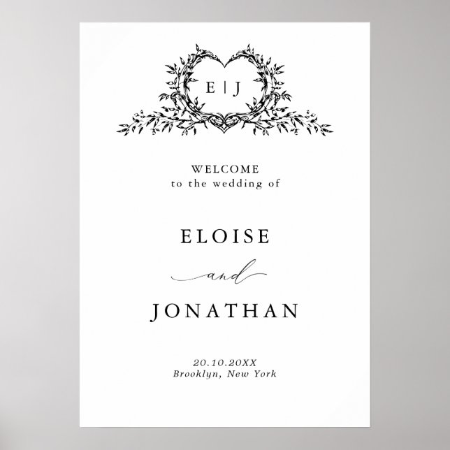 Poster Modern Minimalist Calligraphy Wedding Welcome (Devant)