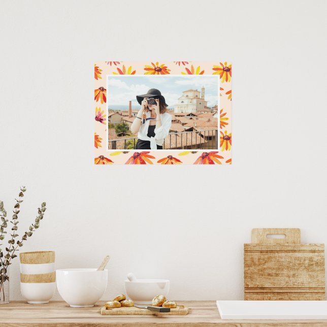 Poster Modern Painted Orange Flowers Custom Photo (Cuisine)