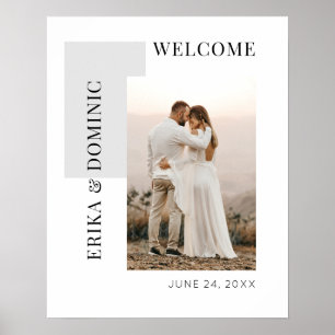 Poster Modern Photo Gray Welcome Wedding Sign