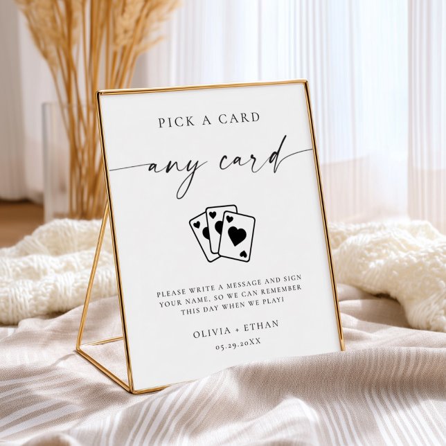 Poster Modern Playing Cards Wedding Guestbook Sign (Playing Cards Wedding Guest Book Sign )