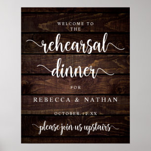 Poster Modern Rustic, Wedding Rehearsal Dinner Welcome Po