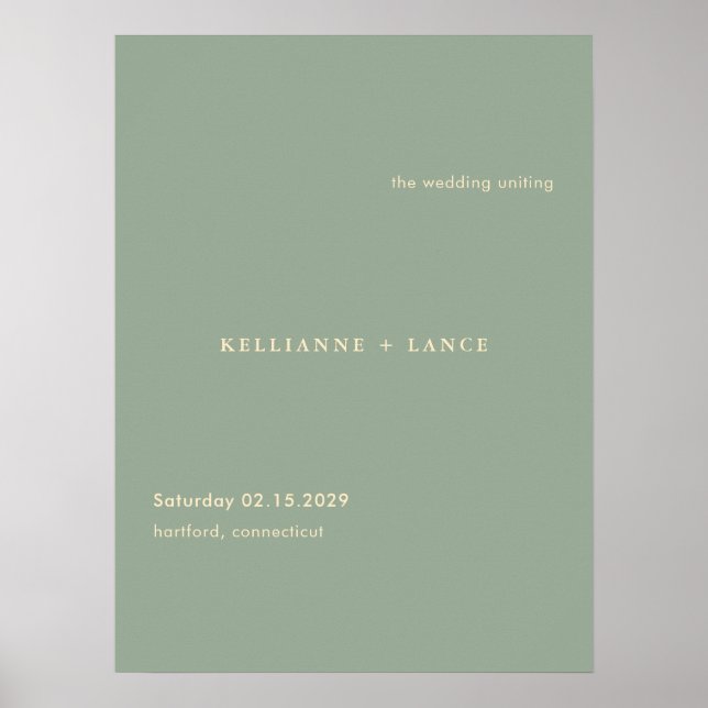 Poster Modern Sage Green Simple Wedding Welcome Sign (Devant)