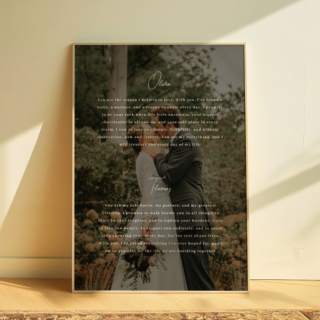 Poster Modern Script Photo Custom Wedding Vows (Créateur téléchargé)
