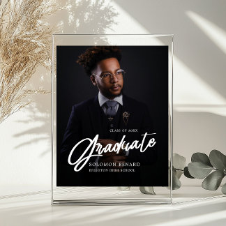 Poster Modern Script Photo  Graduate Welcome sign