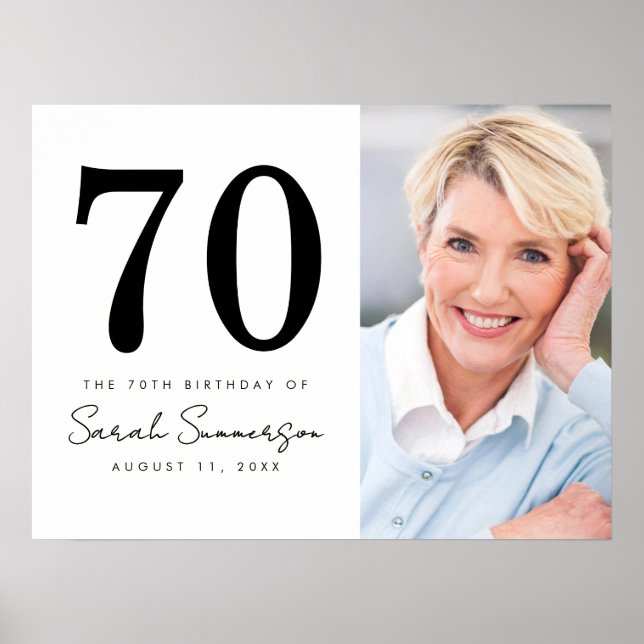 Poster Modern Seveny Black White Photo 70th Birthday (Devant)