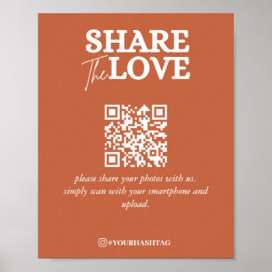 Poster Modern Share The Love QR Code Terracotta