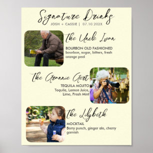 Poster Modern Signature Boissons Trois Photo Mariage Post