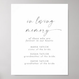 Poster Modern Silver Script In Loving Memory Memorial