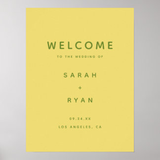 Poster Modern Simplistic Lemon Yellow Wedding Welcome
