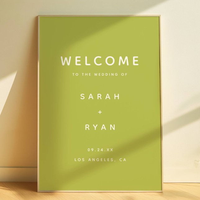 Poster Modern Simplistic Lime Green Wedding Welcome (Créateur téléchargé)