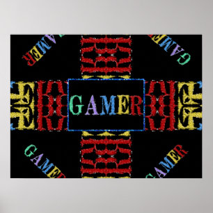 Poster Modern Video Gamer Mosaic