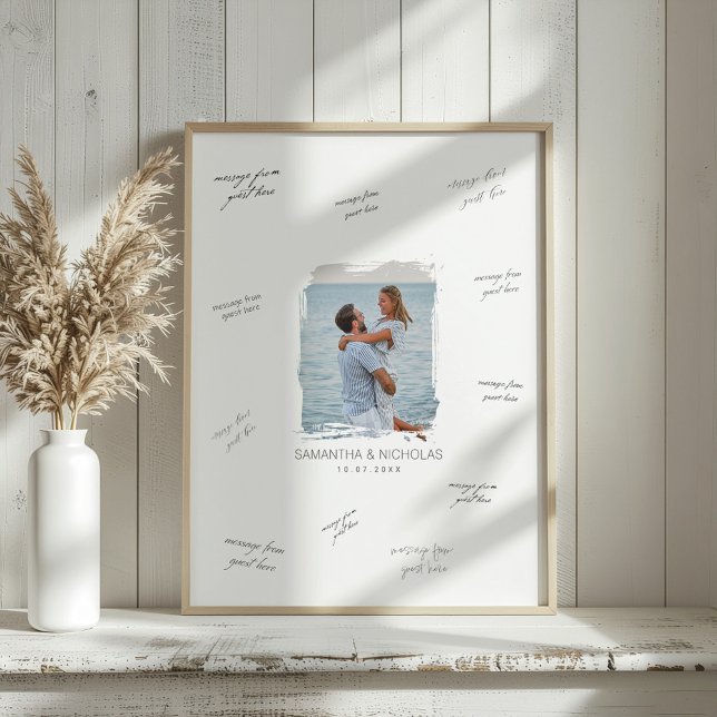 Poster Modern Watercolor Photo Wedding Guest Signature (Créateur téléchargé)